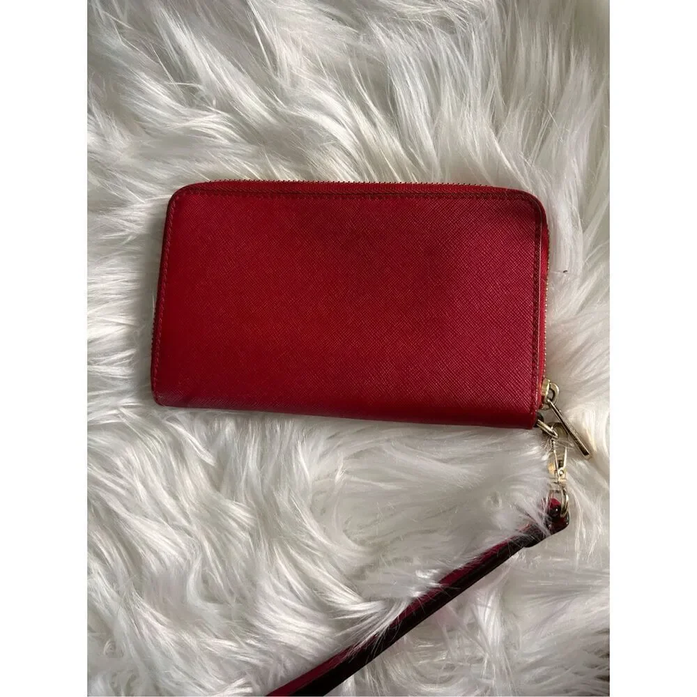 Michael Kors Wristlets Safiano Red Leather Wallet - Picture 2 of 8